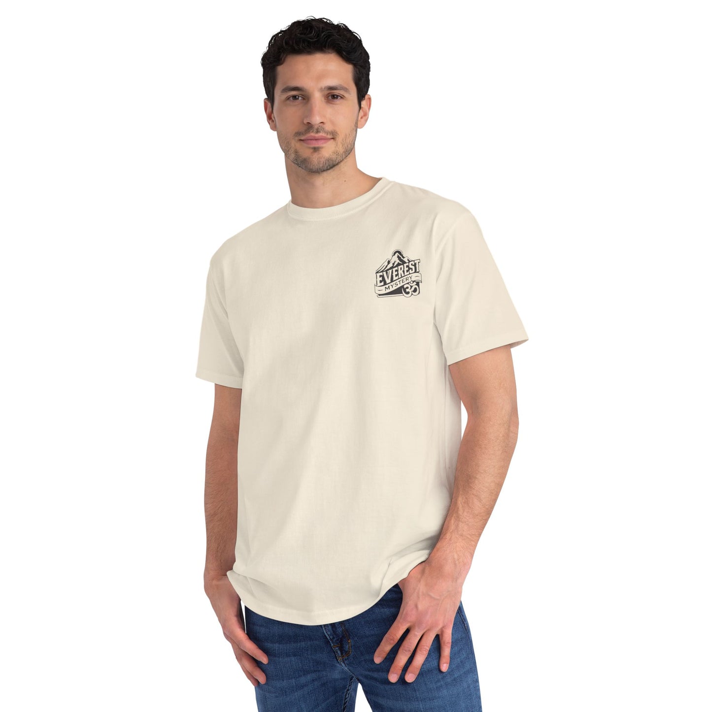 Organic Everest Om Crest T-Shirt — Charcoal Logo